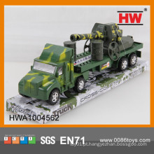 Novo Design 34CM brinquedo do caminhão de reboque de fricção com carro militar tanque